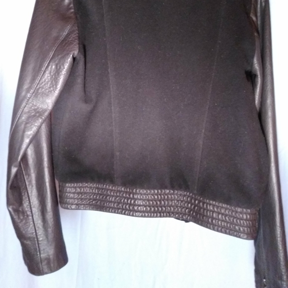 Cole Haan Women's Leather & Wool Bomber Jacket - Picture 4 of 8